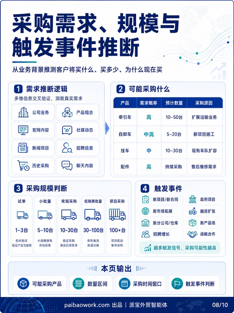 第七步:采购需求、规模与触发事件——外贸客户背调信息图 08/10